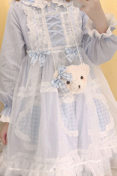 One-Piece Lolita Dress - Lapel Collar Bowknot Love, 2 Colors, Long Sleeves, Sweet Style - additional product view 2