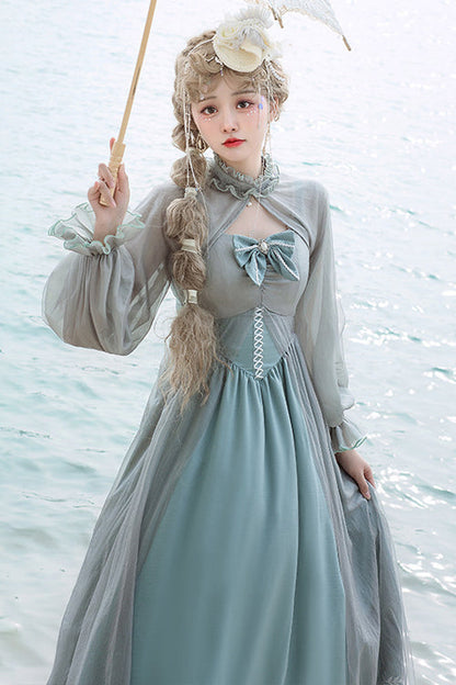One-Piece Lolita Dress - Light Green Elegant Mid High, Green, Classic Style - additional product view 2