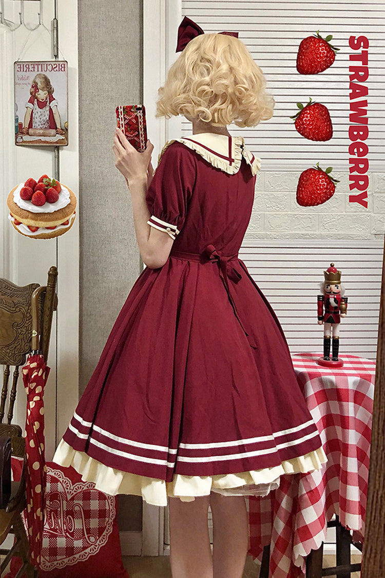 One-Piece Lolita Dress - Little Sea Whale Navy Sailor, 3 Colors, Bow Detail, Sweet Style - additional product view 7