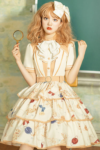 One-Piece Lolita Dress - Multi-color Bunny Astronaut, Multi-Color, Sweet Style, Printed - additional product view 2