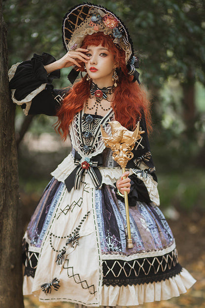 One-Piece Lolita Dress - Multi-Color, Classic Style, Ruffled, Printed - additional product view 2