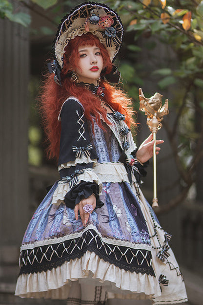 One-Piece Lolita Dress - Multi-Color, Classic Style, Ruffled, Printed - additional product view 3