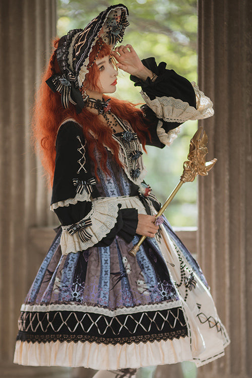 One-Piece Lolita Dress - Multi-Color, Classic Style, Ruffled, Printed - additional product view 4
