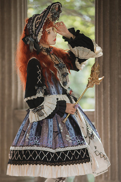 One-Piece Lolita Dress - Multi-Color, Classic Style, Ruffled, Printed - additional product view 4
