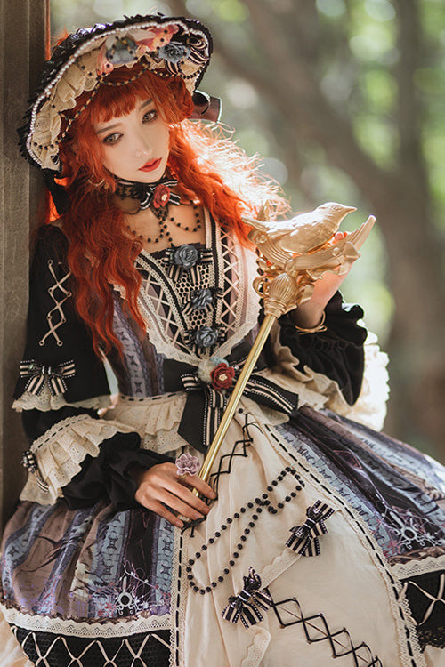One-Piece Lolita Dress - Multi-Color, Classic Style, Ruffled, Printed - additional product view 5