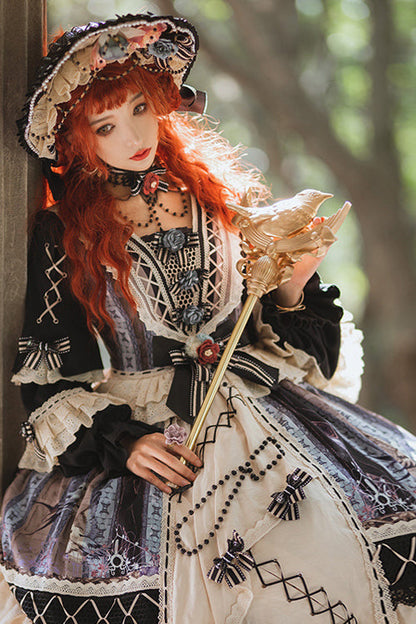 One-Piece Lolita Dress - Multi-Color, Classic Style, Ruffled, Printed - additional product view 5