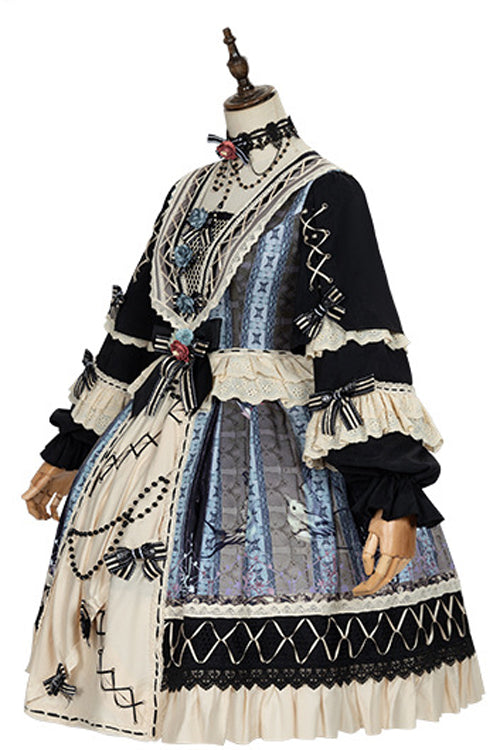 One-Piece Lolita Dress - Multi-Color, Classic Style, Ruffled, Printed - additional product view 6