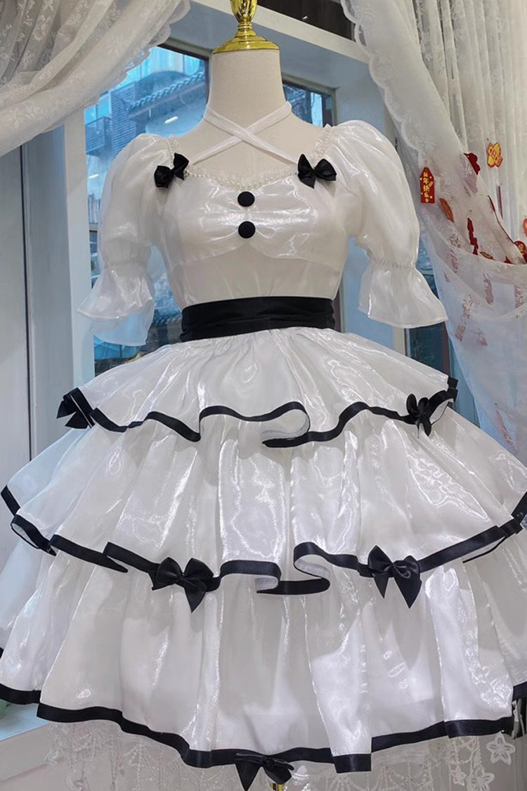 One-Piece Lolita Dress - Rose Contrast Color Large Swing, 3 Colors, Layered, Gothic Style - additional product view 4