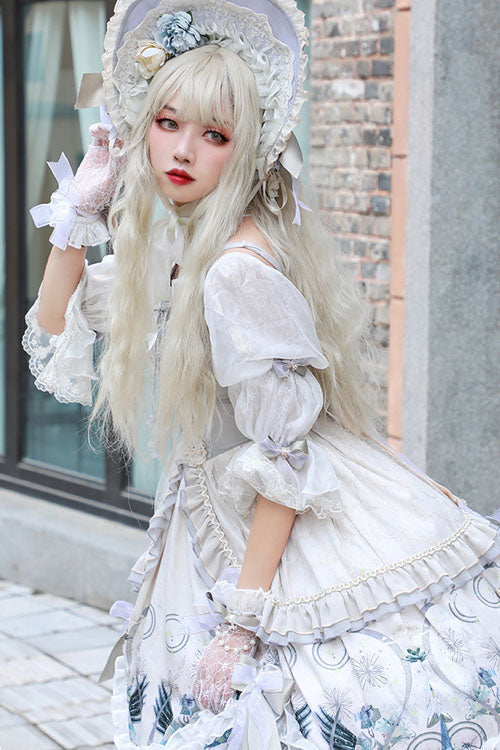 One-Piece Lolita Dress - Rose Maiden Hanayome Multi-layer, White, Ruffled, Classic Style - additional product view 6