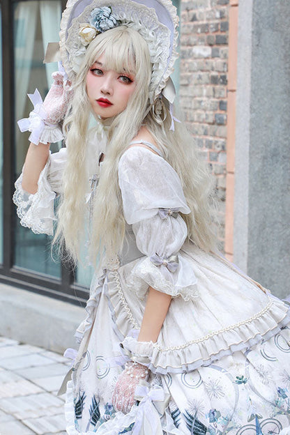 One-Piece Lolita Dress - Rose Maiden Hanayome Multi-layer, White, Ruffled, Classic Style - additional product view 6