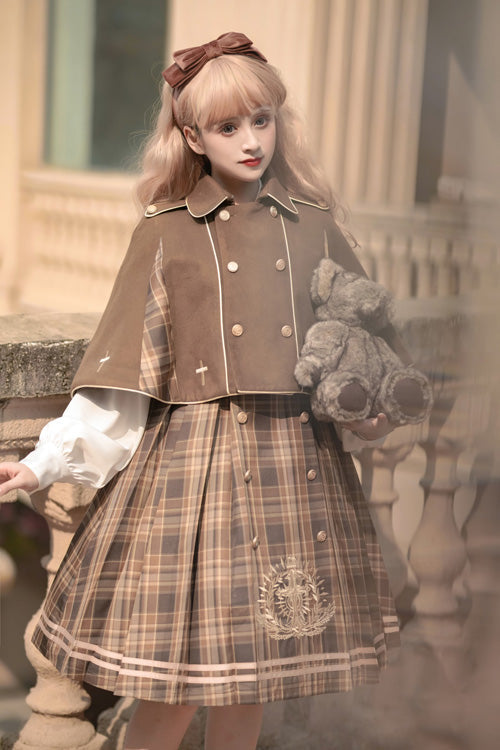 One-Piece Lolita Dress - Royal Detective Stripe Print, Brown, Striped, Printed - additional product view 3