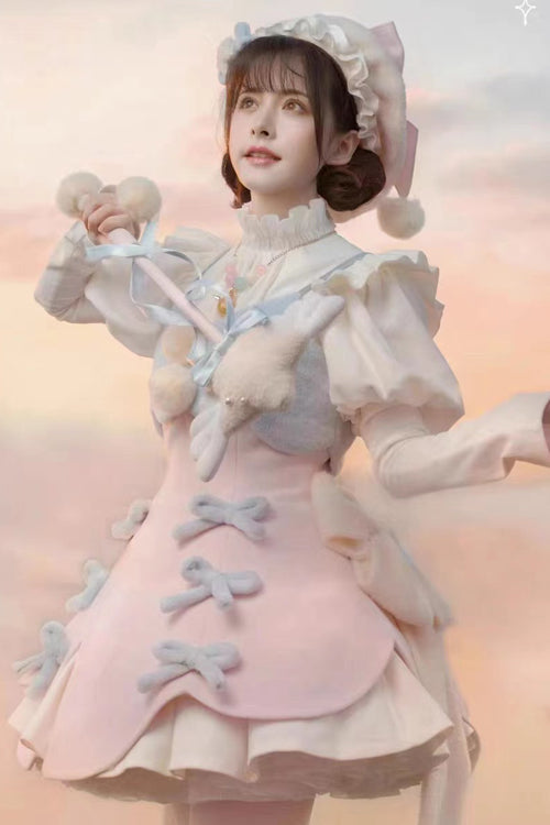 One-Piece Lolita Dress - Stand Up Collar, 4 Colors, High Waist, Long Sleeves, Sweet Style - additional product view 2