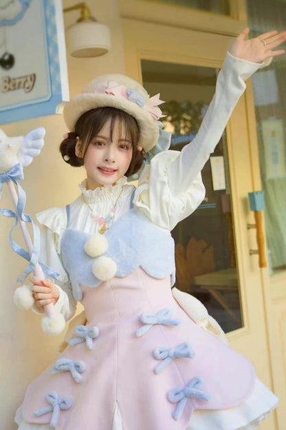 One-Piece Lolita Dress - Stand Up Collar, 4 Colors, High Waist, Long Sleeves, Sweet Style - additional product view 3