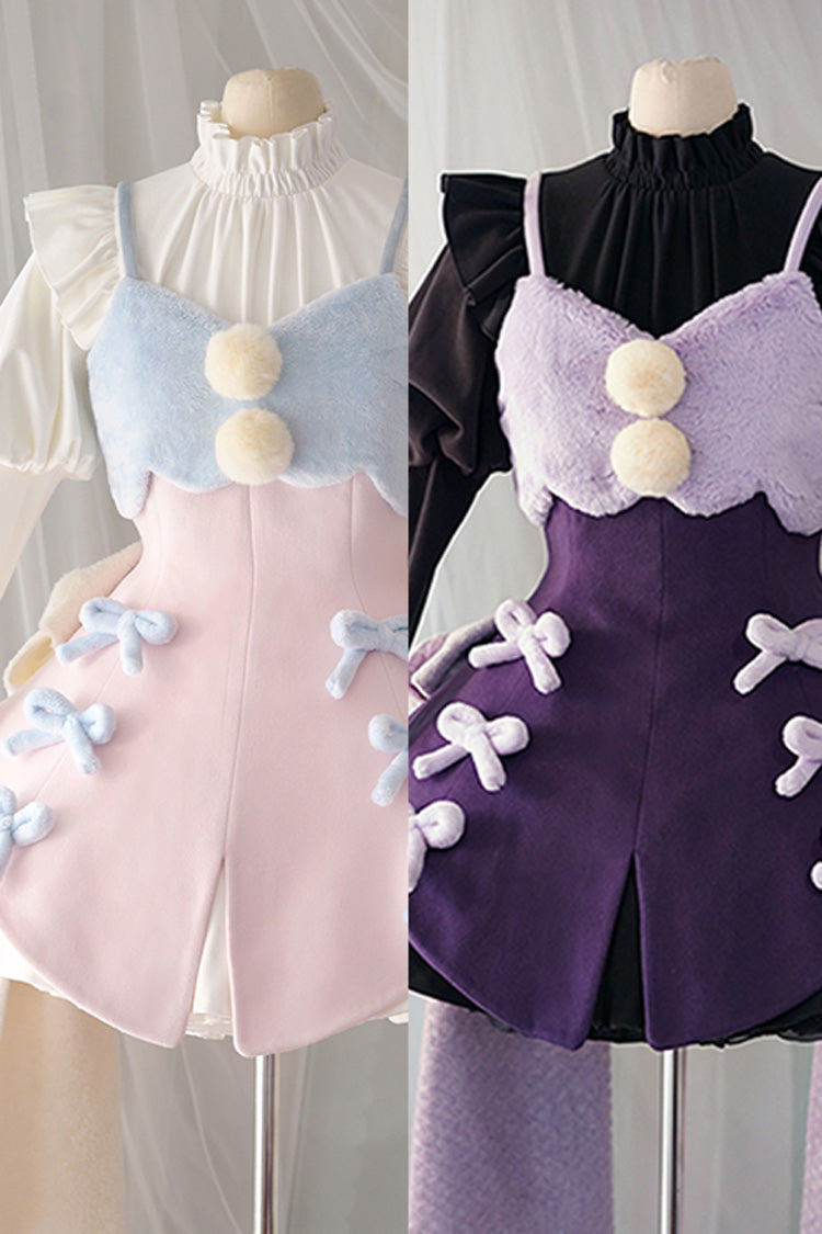 One-Piece Lolita Dress - Stand Up Collar, 4 Colors, High Waist, Long Sleeves, Sweet Style - additional product view 5