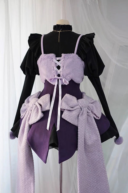 One-Piece Lolita Dress - Stand Up Collar, 4 Colors, High Waist, Long Sleeves, Sweet Style - additional product view 9