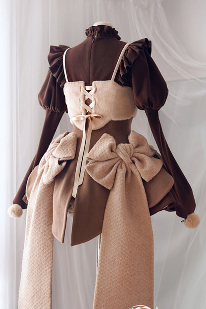 One-Piece Lolita Dress - Stand Up Collar, 4 Colors, High Waist, Long Sleeves, Sweet Style - additional product view 11