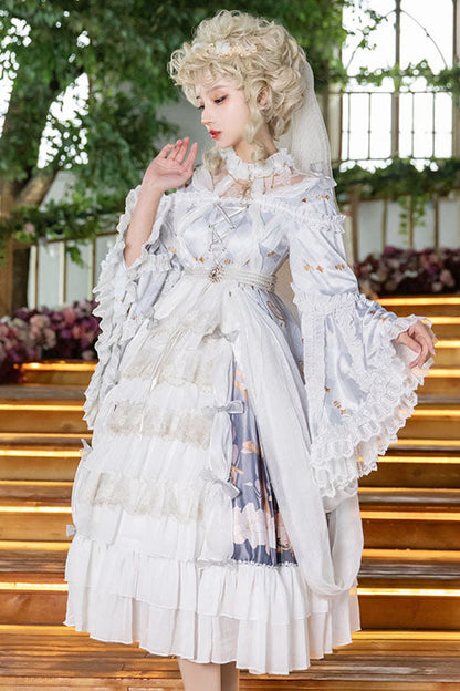 One-Piece Lolita Dress - White/purple Hanayome Cardigan, 2 Colors, High Waist, Sweet Style - additional product view 3