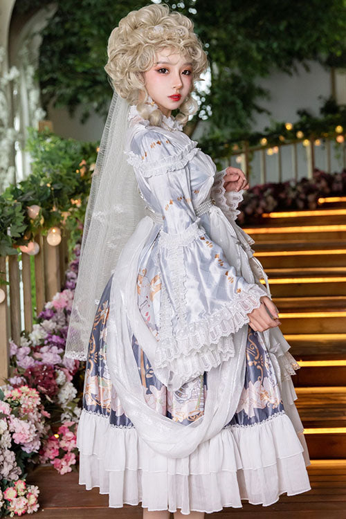 One-Piece Lolita Dress - White/purple Hanayome Cardigan, 2 Colors, High Waist, Sweet Style - additional product view 4