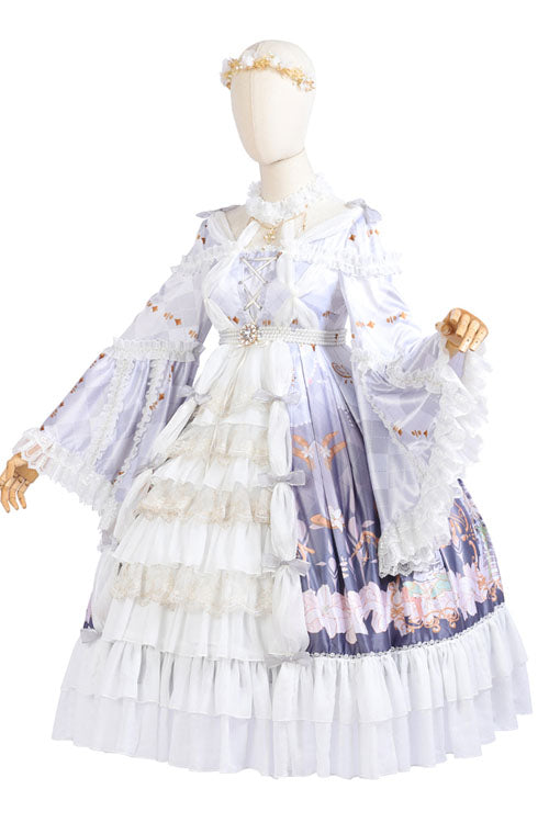 One-Piece Lolita Dress - White/purple Hanayome Cardigan, 2 Colors, High Waist, Sweet Style - additional product view 6