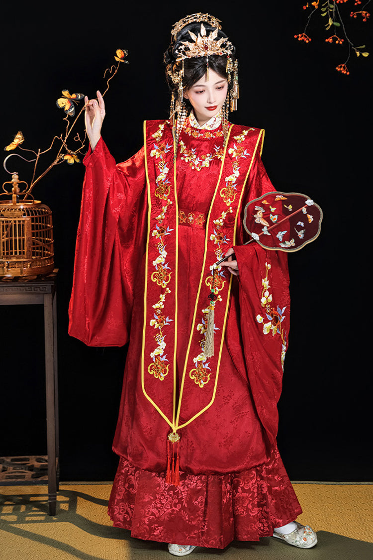 Ouji Fashion Set - Chinese Style Hot Stamping, Red, High Waist, Chinese-Inspired Style - additional product view 2