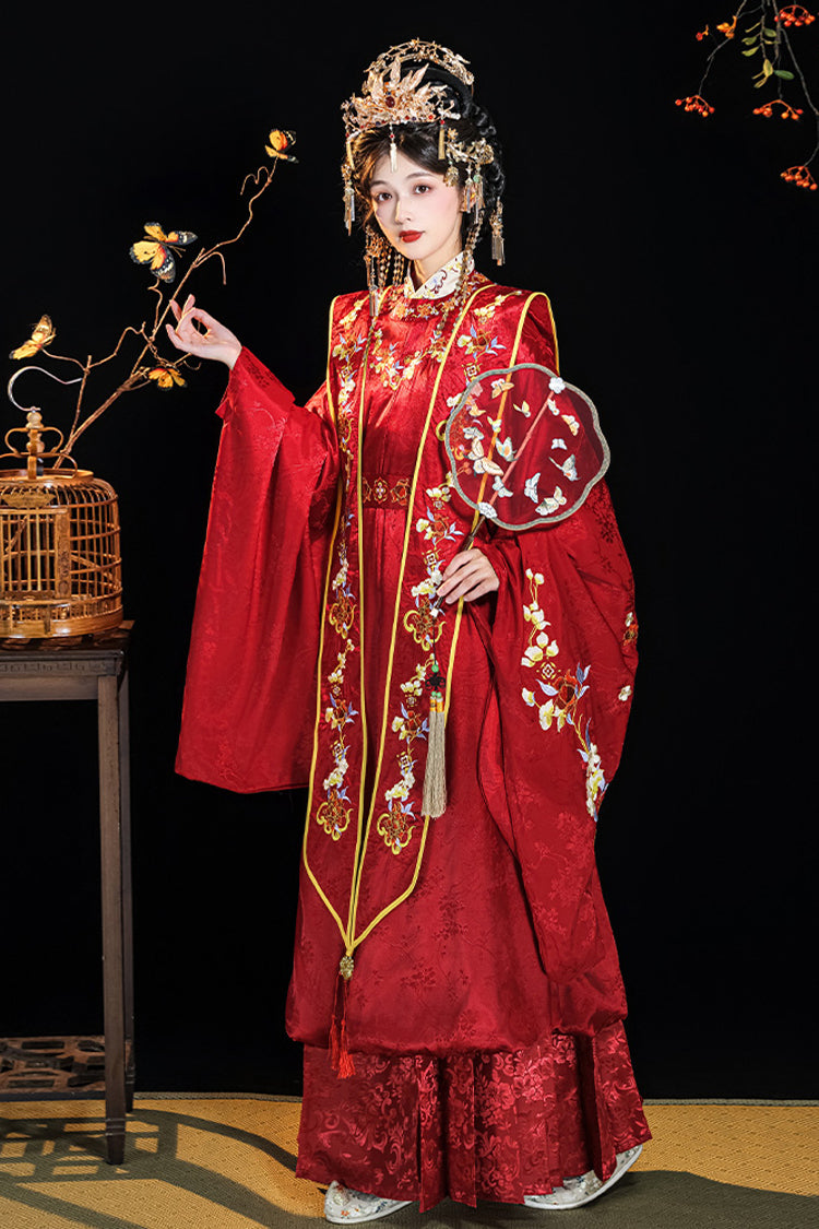 Ouji Fashion Set - Chinese Style Hot Stamping, Red, High Waist, Chinese-Inspired Style - additional product view 3