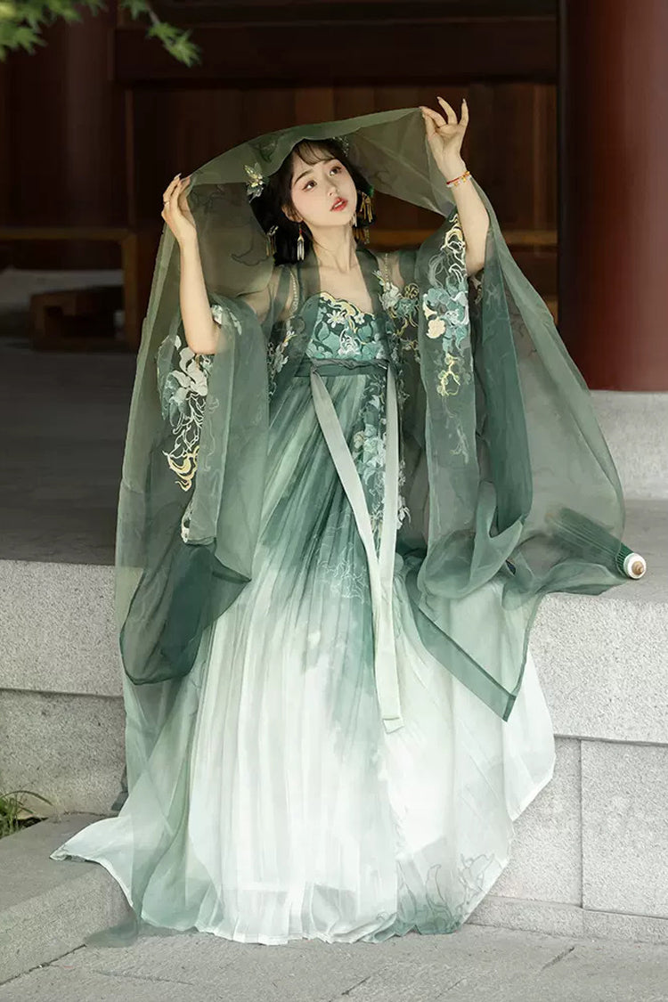 Ouji Fashion Set - Embroidery Chinese Style Hanfu, Green, Women's Style, Embroidered - additional product view 2