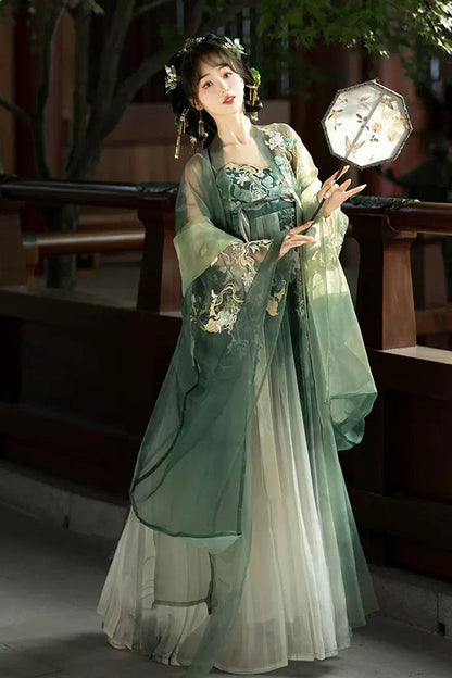 Ouji Fashion Set - Embroidery Chinese Style Hanfu, Green, Women's Style, Embroidered - additional product view 3