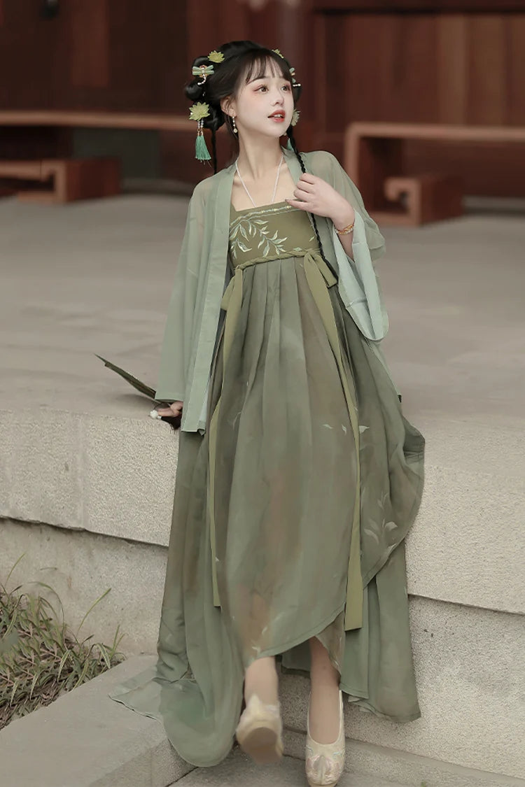 Ouji Fashion Set - High Waisted, Green, High Waist, Chinese-Inspired Style, Embroidered - additional product view 2
