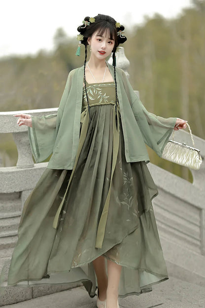 Ouji Fashion Set - High Waisted, Green, High Waist, Chinese-Inspired Style, Embroidered - additional product view 3