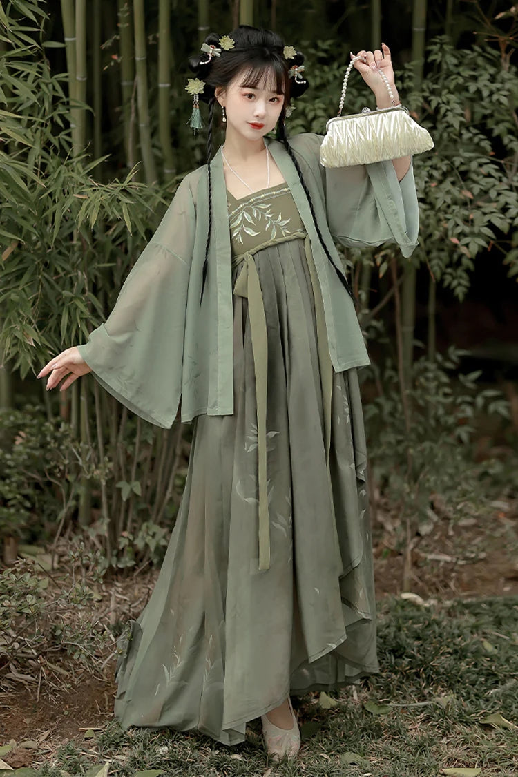 Ouji Fashion Set - High Waisted, Green, High Waist, Chinese-Inspired Style, Embroidered - additional product view 4