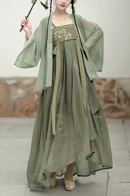 Ouji Fashion Set - High Waisted, Green, High Waist, Chinese-Inspired Style, Embroidered - main product image