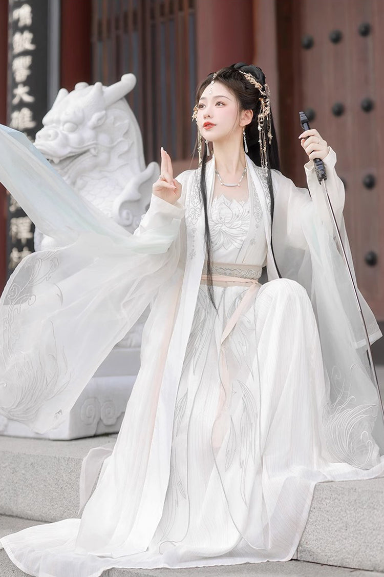 Ouji Fashion Set - High Waisted Jacquard Print, White, High Waist, Women's Style - additional product view 3