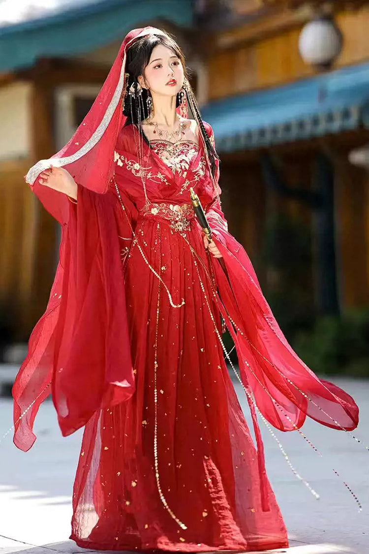 Ouji Fashion Set - Hot Stamping, Red, Women's Style, Chinese-Inspired Style, Embroidered - additional product view 2