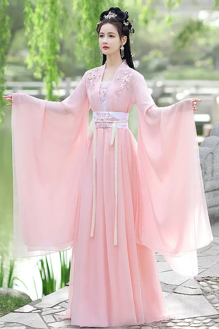 Ouji Fashion Set - Lace Embroidery Hanfu Full, Pink, Women's Style, Embroidered - additional product view 2