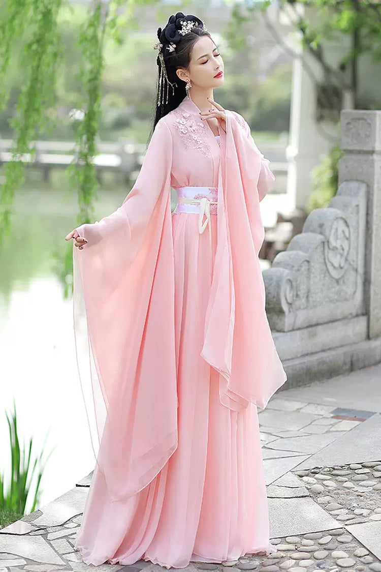 Ouji Fashion Set - Lace Embroidery Hanfu Full, Pink, Women's Style, Embroidered - additional product view 3