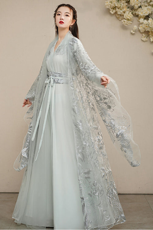 Ouji Fashion Set - Large Size Ancient Costume Full, Gray, Chinese-Inspired Style - additional product view 2