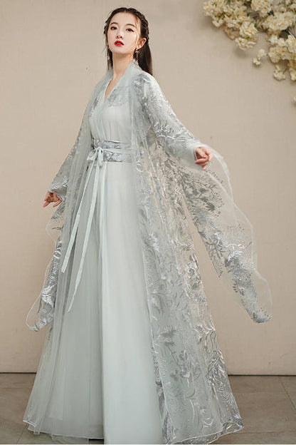 Ouji Fashion Set - Large Size Ancient Costume Full, Gray, Chinese-Inspired Style - additional product view 2