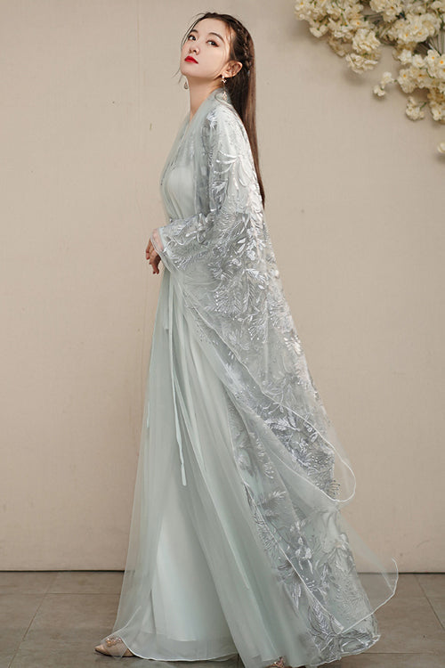Ouji Fashion Set - Large Size Ancient Costume Full, Gray, Chinese-Inspired Style - additional product view 3