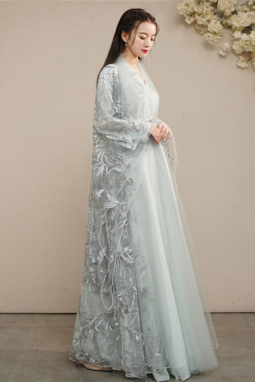 Ouji Fashion Set - Large Size Ancient Costume Full, Gray, Chinese-Inspired Style - additional product view 4