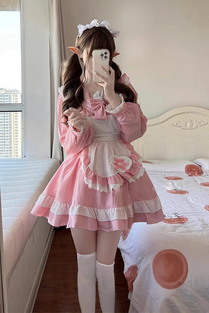 Ouji Fashion Set - Maid, Pink, Plus Size, Sweet Style, Bow Detail - main product image