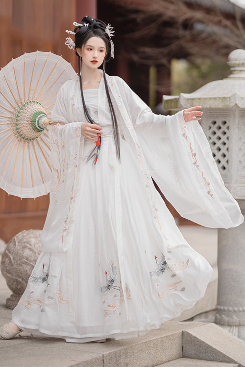 Ouji Fashion Set - Original Chinese Ancient Style, 2 Colors, Embroidered, Sweet Style - XS White / S White / M White option