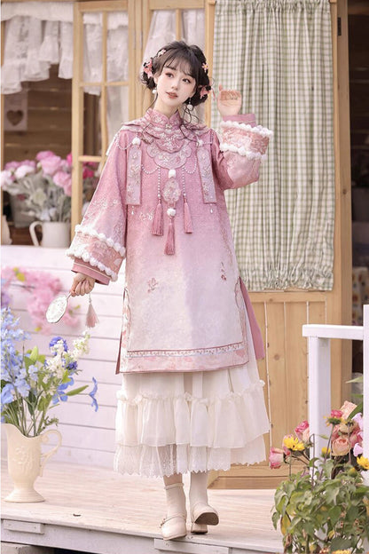 Ouji Fashion Set - Round Collar High Waisted, Pink, High Waist, Women's Style, Embroidered - additional product view 2