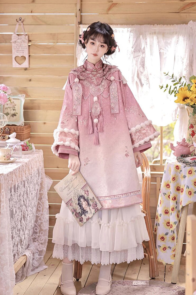 Ouji Fashion Set - Round Collar High Waisted, Pink, High Waist, Women's Style, Embroidered - additional product view 3