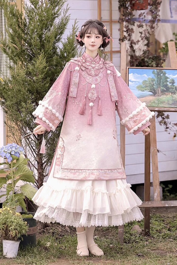 Ouji Fashion Set - Round Collar High Waisted, Pink, High Waist, Women's Style, Embroidered - main product image