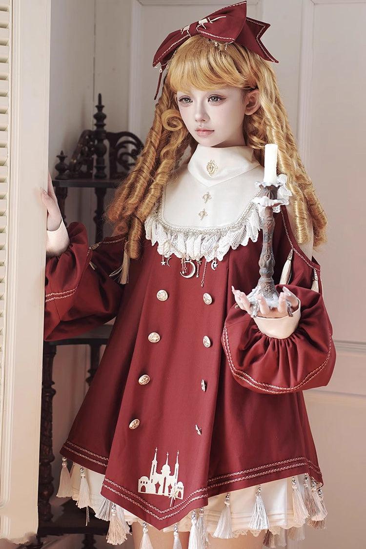 Ouji Fashion Set - Starry Night, Red, Sweet Style, Ruffled, Embroidered - additional product view 2
