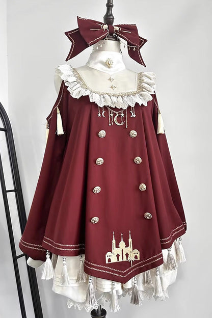 Ouji Fashion Set - Starry Night, Red, Sweet Style, Ruffled, Embroidered - additional product view 3
