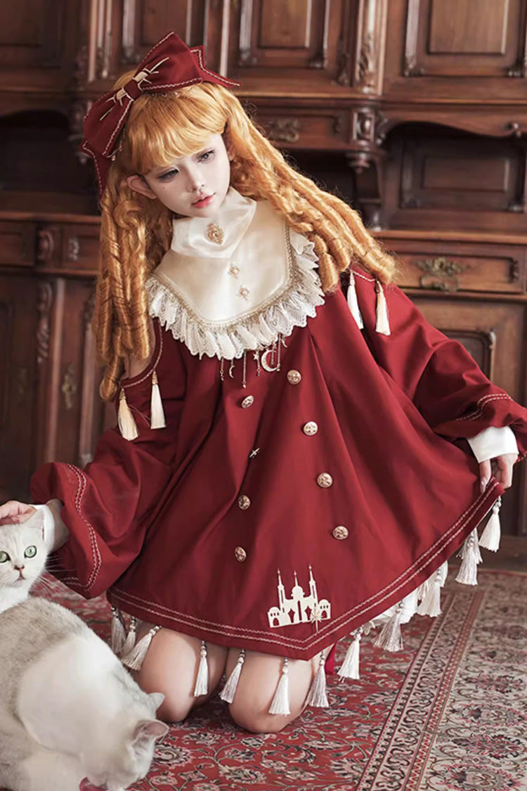 Ouji Fashion Set - Starry Night, Red, Sweet Style, Ruffled, Embroidered - additional product view 4
