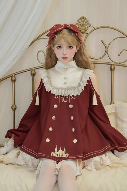 Ouji Fashion Set - Starry Night, Red, Sweet Style, Ruffled, Embroidered - additional product view 5