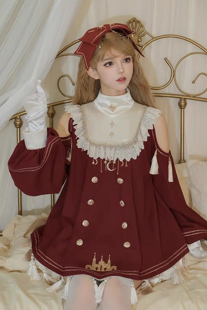 Ouji Fashion Set - Starry Night, Red, Sweet Style, Ruffled, Embroidered - additional product view 6