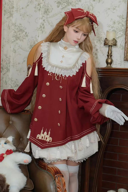 Ouji Fashion Set - Starry Night, Red, Sweet Style, Ruffled, Embroidered - additional product view 8